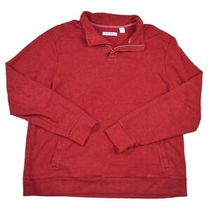 Tommy Bahama 1/4 Zip Sweater Mens‎ XL Red Pullover Front  Pockets Long Sleeve